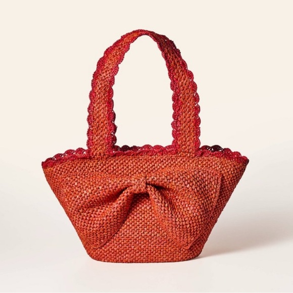 Kate Spade x Target Raffia Woven Bow Red Tote NWT